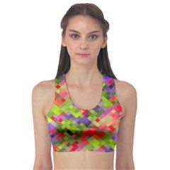 Colorful Mosaic Sports Bra by DanaeStudio