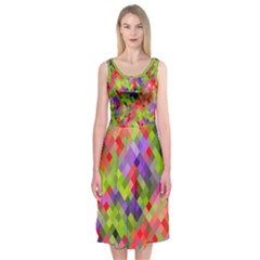 Colorful Mosaic Midi Sleeveless Dress by DanaeStudio