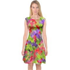 Colorful Mosaic Capsleeve Midi Dress by DanaeStudio