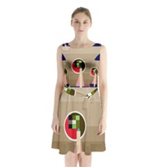 Decorative Abstraction Sleeveless Chiffon Waist Tie Dress by Valentinaart