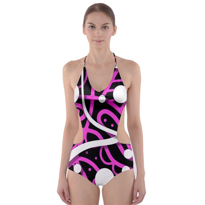 Purple harmony Cut-Out One Piece Swimsuit