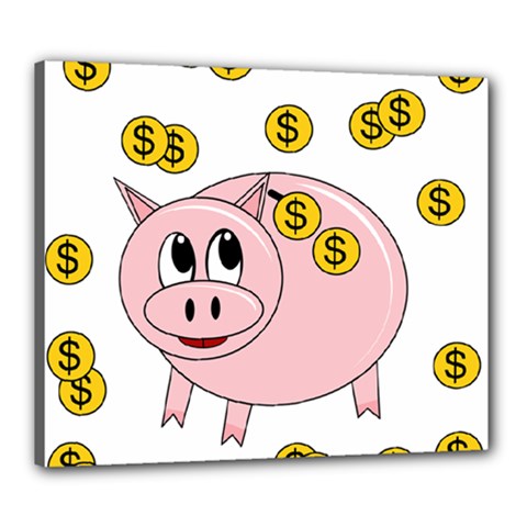 Piggy Bank  Canvas 24  X 20  by Valentinaart