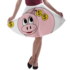 Piggy Bank  A-line Skater Skirt by Valentinaart