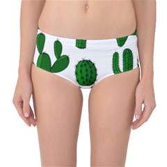 Cactuses Pattern Mid-waist Bikini Bottoms by Valentinaart