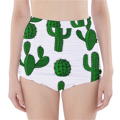 Cactuses Pattern High-waisted Bikini Bottoms by Valentinaart