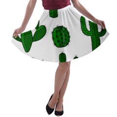 Cactuses Pattern A-line Skater Skirt by Valentinaart