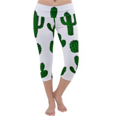 Cactuses Pattern Capri Yoga Leggings by Valentinaart