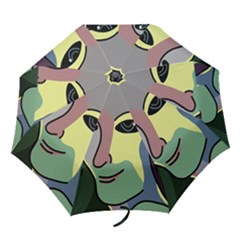 Lady Folding Umbrellas