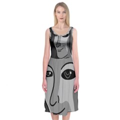 Lady - Gray Midi Sleeveless Dress