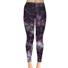 Black, Pink And Purple Splatter Pattern Leggings 