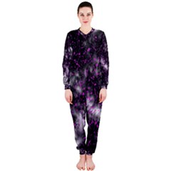 Black, Pink And Purple Splatter Pattern Onepiece Jumpsuit (ladies)  by traceyleeartdesigns