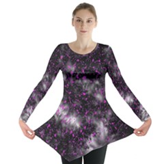 Black, Pink And Purple Splatter Pattern Long Sleeve Tunic 