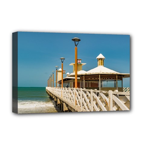 Breakwater Walkway At Fortaleza Beach Deluxe Canvas 18  X 12   by dflcprints