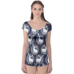 Geometric Deer Retro Pattern Boyleg Leotard 