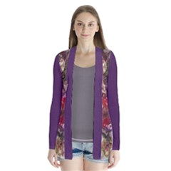 Blossom Butterfly Watercolour And Purple Drape Collar Cardigan by DeneWestUK