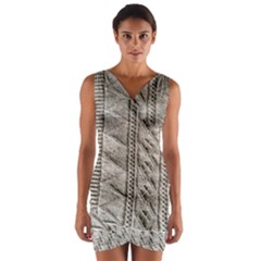 Rough Cable Knit Wrap Front Bodycon Dress