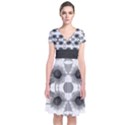 Monochrome Sunflowers Short Sleeve Front Wrap Dress View1