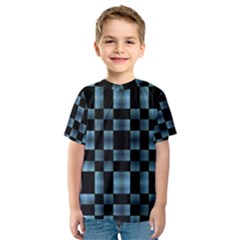 Black And Blue Checkboard Print Kid s Sport Mesh Tee