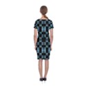 Black and Blue Checkboard Print Classic Short Sleeve Midi Dress View2