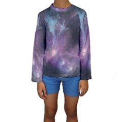 Blue Galaxy Kid s Long Sleeve Swimwear