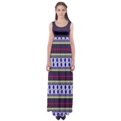 Colorful Retro Geometric Pattern Empire Waist Maxi Dress