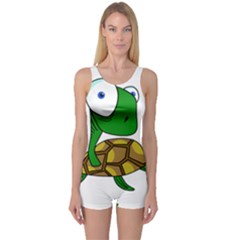 Turtle One Piece Boyleg Swimsuit by Valentinaart