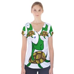 Turtle Short Sleeve Front Detail Top