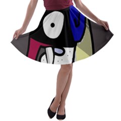 Monster A-line Skater Skirt by Valentinaart