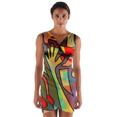 Colorful Dream Wrap Front Bodycon Dress