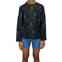 Floral Pattern Kid s Long Sleeve Swimwear