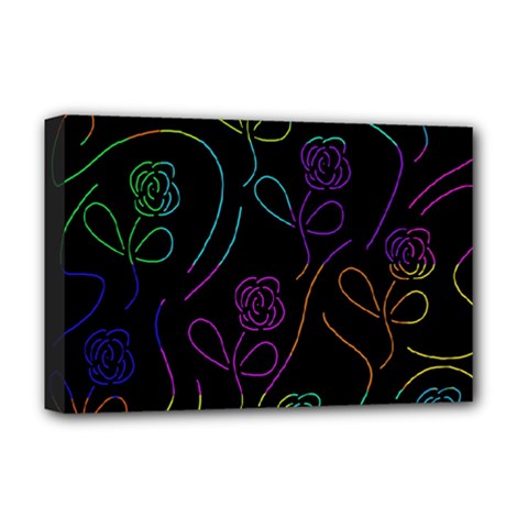 Flowers - Pattern Deluxe Canvas 18  X 12   by Valentinaart