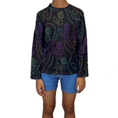 Flowers - Pattern Kid s Long Sleeve Swimwear