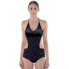 Colorful Elegant Pattern Cut-out One Piece Swimsuit