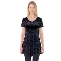 Colorful Elegant Pattern Short Sleeve Tunic 