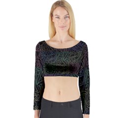 Colorful Pattern Long Sleeve Crop Top