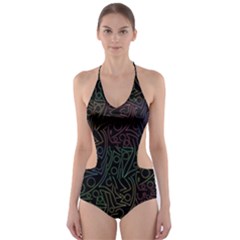 Colorful Pattern Cut-out One Piece Swimsuit