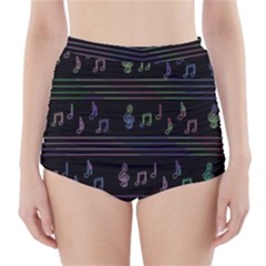 Music Pattern High-waisted Bikini Bottoms