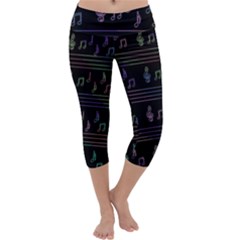 Music Pattern Capri Yoga Leggings