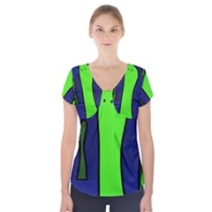 Green Snakes Short Sleeve Front Detail Top