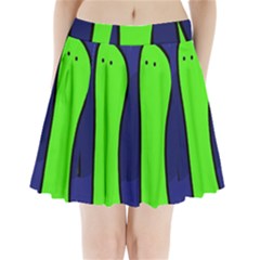 Green Snakes Pleated Mini Skirt