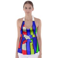 Colorful Snakes Babydoll Tankini Top