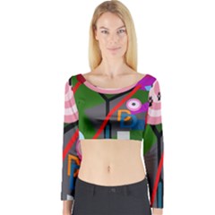 Party Long Sleeve Crop Top by Valentinaart