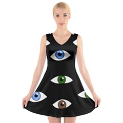 Look At Me V-neck Sleeveless Skater Dress