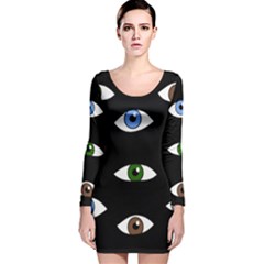 Look At Me Long Sleeve Velvet Bodycon Dress by Valentinaart