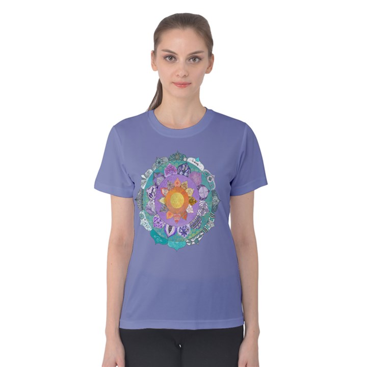 Periwinkle Radiant Lotus Mandala Women s Cotton Tee