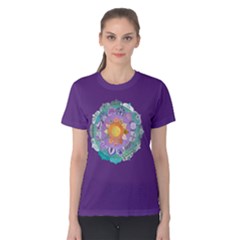 Violet Radiant Lotus Mandala Women s Cotton Tee