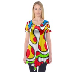 Colorful Graffiti Short Sleeve Tunic 