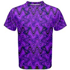 Purple Wavey Squiggles Men s Cotton Tee by BrightVibesDesign