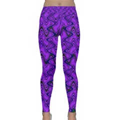 Purple Wavey Squiggles Yoga Leggings  by BrightVibesDesign