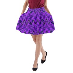 Purple Wavey Squiggles A-line Pocket Skirt